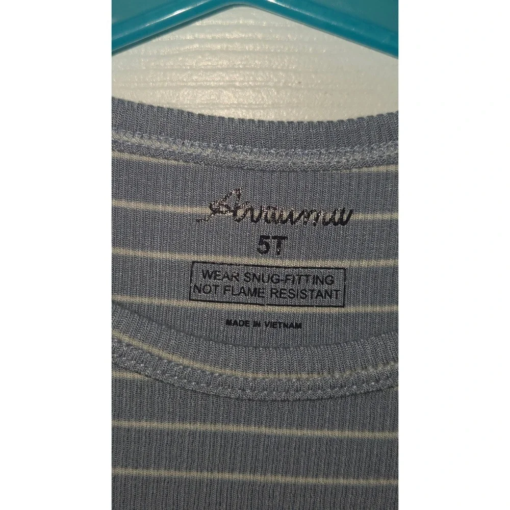 Arshuma Toddler Pajama Sets 5T Blue Taupe Striped Ribbed Snug Fit 2-Pack Pajamas